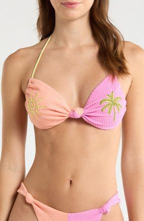 Rip Curl Topanga Textured Bikini Top in Pink Multi at Nordstrom, Size Xx-Small