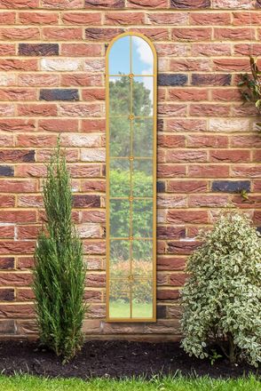 MirrorOutlet Gold Framed Arched Leaner Garden Wall Mirror 67 X 12 (170CM X 30CM) | Size: 1 Pack