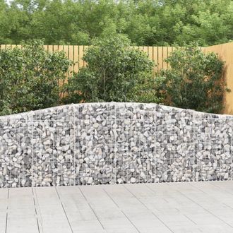 Berkfield Home Arched Gabion Baskets 5 pcs 400x30x80/100 cm Galvanised Iron in Silver