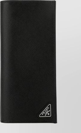 Prada leather wallet rectangular textured finish