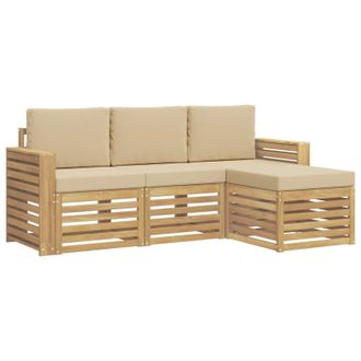 vidaXL Conjunto De Sof&aacute;s De Exterior 4 Uds. Y Beige Poli&eacute;ster Vidaxl