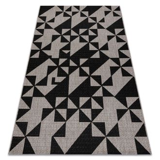 RugsX Rugsx - Alfombra De Cuerda Sisal Floorlux 20489 Plateado/negro Tri&aacute;ngulos Grey 200x290 Cm