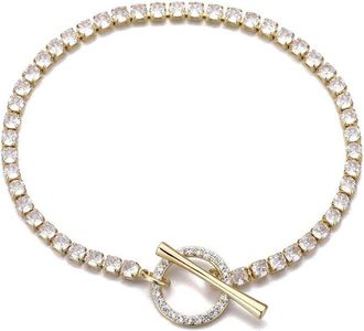 Adornia Adornia 14K Plated Crystal Toggle Tennis Bracelet