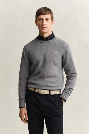 GANT Men Cotton Crew Neck Sweater (XXXL) DARK GREY MELANGE