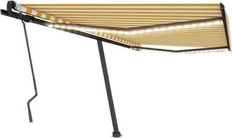vidaXL Vidaxl - Toldo Manual Retr&aacute;ctil Con Led Amarillo Y Blanco 400x300 Cm