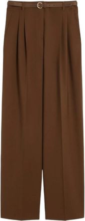Max Mara Wijde broek - Dames - Wijde Broeken - Bruin - 2XS - Wol - Broeken