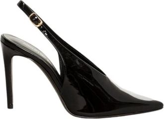 Guglielmo Rotta Zwarte Slingback Sandalen van Lakleer - Dames - Pumps - Zwart - 37 EU - Leer - Schoenen