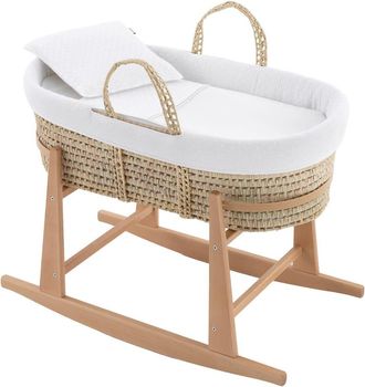 Cambrass Mois&eacute;s de mimbre acolchado + patas madera natural 39x80x61 cm crudo