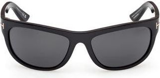 Tom Ford Anders 62mm Oversize Rectangular Sunglasses in Shiny Black /Smoke Lens at Nordstrom Rack