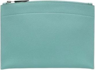 Herm&egrave;s Pre-owned Clutches, female, Blue, Size: ONE SIZE Pre-owned Leather Clutch