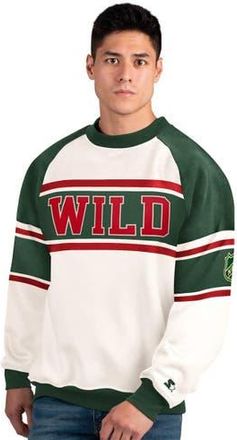 Starter Mens Starter White Minnesota Wild Defense Fleece Crewneck Sweatshirt at Nordstrom, Size Xx-Large