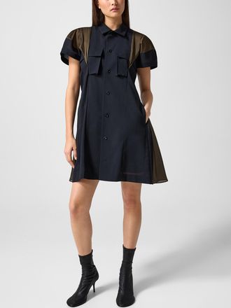 sacai Womens 100% wool flared shirt dress