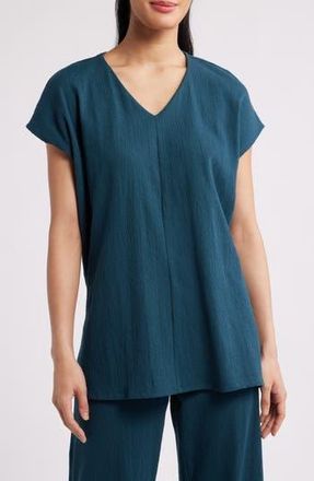 Eileen Fisher Cap Sleeve Boxy Tunic Top in Alpne at Nordstrom Rack, Size X-Small