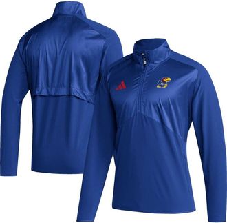 adidas Mens adidas Royal Kansas Jayhawks Sideline AEROREADY Raglan Sleeve Quarter-Zip Jacket at Nordstrom, Size Small