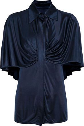 Costarellos glossy jersey shirt - women - Rayon - 38 - Blue