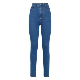 Philipp Plein Jeans, Dames, Blauw, W25, Katoen, Super High Waist Jegging Iconic