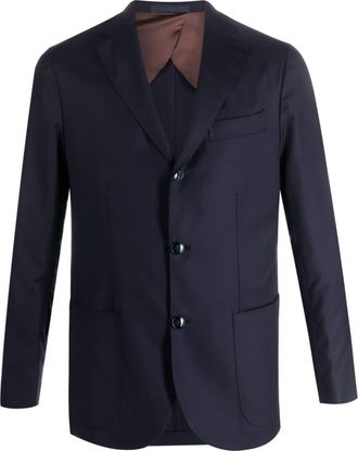 Barba notched-lapel virgin wool blazer - men - Virgin Wool/Viscose - 50 - Blue