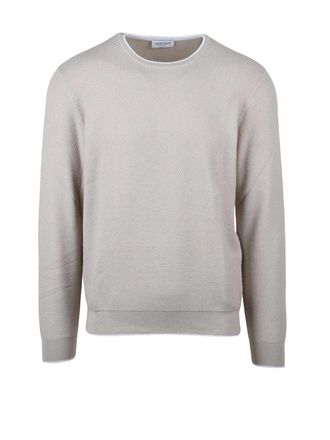 Heritage Beige Crew Neck Cotton Sweater