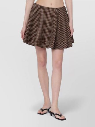 Ganni checked flared mini skirt