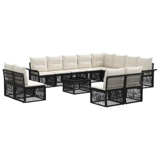 vidaXL Conjunto De Sof&aacute;s De Jard&iacute;n 13 Pcs Negro Rat&aacute;n Sint&eacute;tico Vidaxl