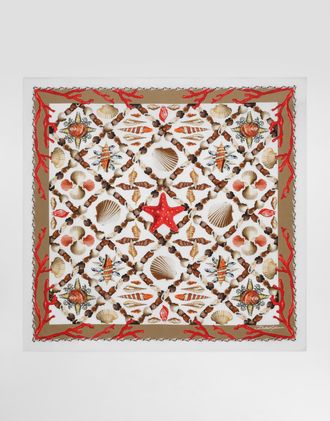 Dolce & Gabbana Shell-print Silk Scarf - Man Scarves And Silks Multicolor Onesize