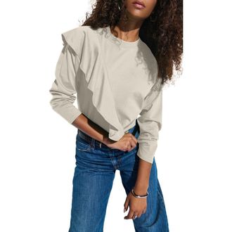 Nation Ltd Farrah Ruffle Long Sleeve Top in Parchment at Nordstrom Rack, Size Xx-Large