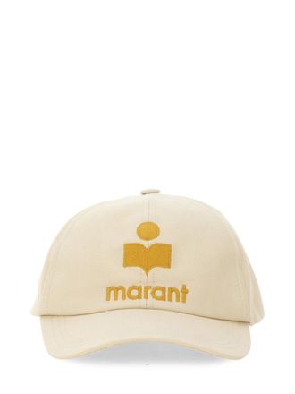 Isabel Marant Beige Embroidered Logo Baseball Hat