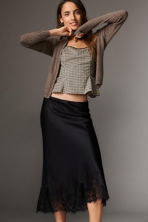 Reformation Carolina Lace-Hem Silk Midi Skirt