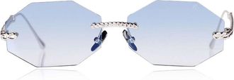 Anna-Karin Karlsson CHAIN NEST SUN - OCTAGONAL White Gold Blue Womens Sunglasses Silver Size 54