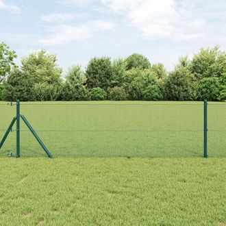 Berkfield Home Welded Wire Fence with 13 Posts Green 0.8x50 m Steel