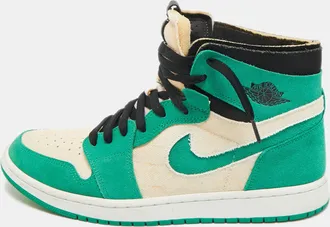 Air Jordan s Green/white Suede And Canvas Jordan 1 High Zoom Air Cmft Stadium Green Sneakers