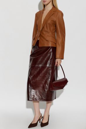 Sportmax Leather Skirt Lappole, Womens, Brown