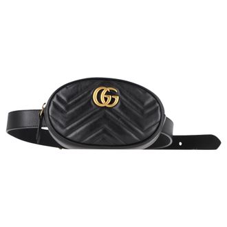 Gucci Gucci Matelassé GG Marmont Heuptas in Zwart Leer