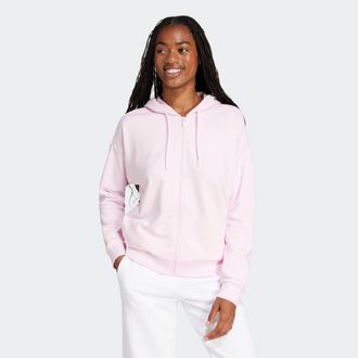 adidas Kapuzensweatshirt ADIDAS SPORTSWEAR W LIN FT FZ HD, Damen, Gr. XS, pink (clear pink, wei&szlig;), Obermaterial: 55% Baumwolle, 36% Polyester, 9% Viskose, no