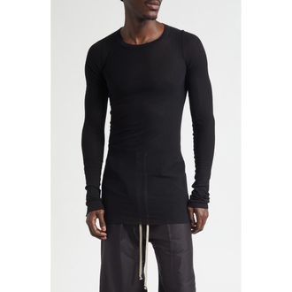 Rick Owens Long Sleeve Rib T-Shirt in Black at Nordstrom, Size Xx-Large
