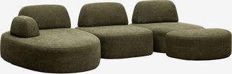 Sklum Sof&aacute; Modular Chaise Longue Izquierdo De 3 Piezas Y Puff Tapizado Giorgia Sklum