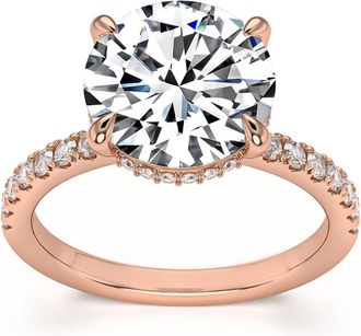 Pompeii3 3 1/2Ct Diamond Engagement Ring Side Halo14k White Yellow or Rose Gold Lab Gold