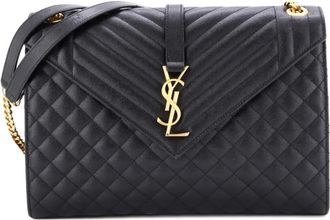 Saint Laurent Classic Monogram Envelope grote leren schoudertas - Zwart