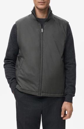 Mango Quilted Ribbed Collar Vest in Grey at Nordstrom, Size Xx-Large