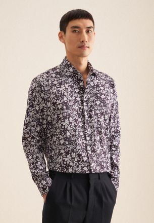 Seidensticker Businesshemd SEIDENSTICKER Regular, Herren, Gr. M40, normale &Auml;rmell&auml;ngen, lila, 100% Baumwolle, bedruckt, regular fit, 2-Knopf-Manschette, Hemden Busi