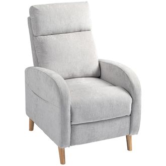 OEM Sill&oacute;n Relax Reclinable Tapizado En Lino Sint&eacute;tico Con Reposapi&eacute;s Y Bolsillo Lateral Carga 135 Kg Gris Claro
