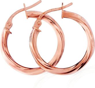 Jewelco London 9ct Rose Gold Twist Hoop Earrings - ERNR02892