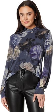 Johnny Was Womens The Janie Favorite Peony Puff Sleeve Mock Neck Top