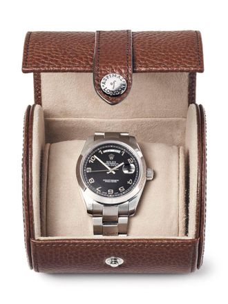 Aspinal of London pebbled watch roll - men - Leather - OS - Brown