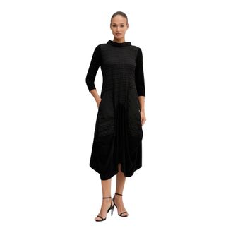 Joseph Ribkoff Bubble Jacquard & Silky Knit Cocoon Jurk - Dames - Jurken - Zwart - Maat: XS Zijde