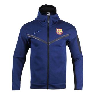 Nike FC Barcelona Tech Fleece Athleisure Casual Sports Hooded Jacket Navy Blue DH7827-492