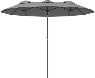 OUTSUNNY Sombrilla Doble De Jard&iacute;n De 295 X 152 X 222 Cm Con Inclinaci&oacute;n De 45&deg; Y Manivela Para Terraza, Balc&oacute;n O Piscina, Color Gris