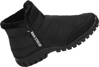 Generic Mens Winter Snow Boots - Waterproof Anti-Slip, Faux Fur Lined Warm, Ankle Height with Zipper, Lightweight Comfortable (Black,11.5)