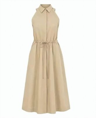 BOSS Pointed Collar Midi Dress with Drawstring Waist