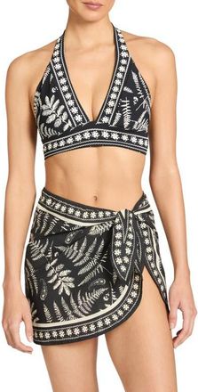 Robin Piccone Hailey Cover-Up Pareo in Black/Ecru at Nordstrom